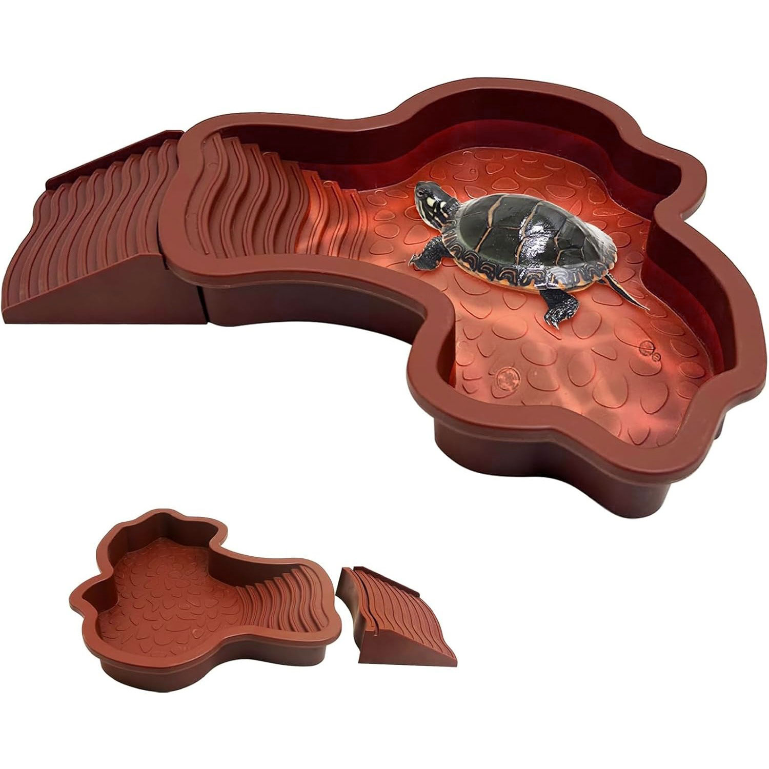 Water Dish Reptile - Reptile Bathing Pool with Ramp Turtle