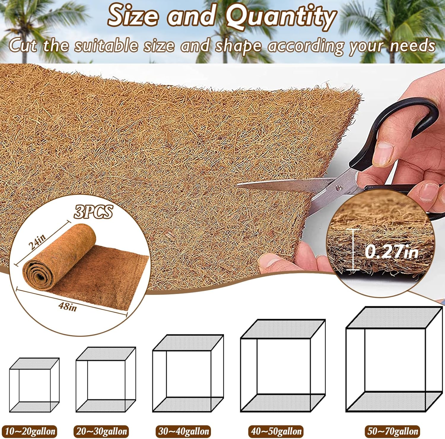 3 Rolls Reptile Carpet, 24x48i - đánh giá và giá Substrate Coconut Fiber