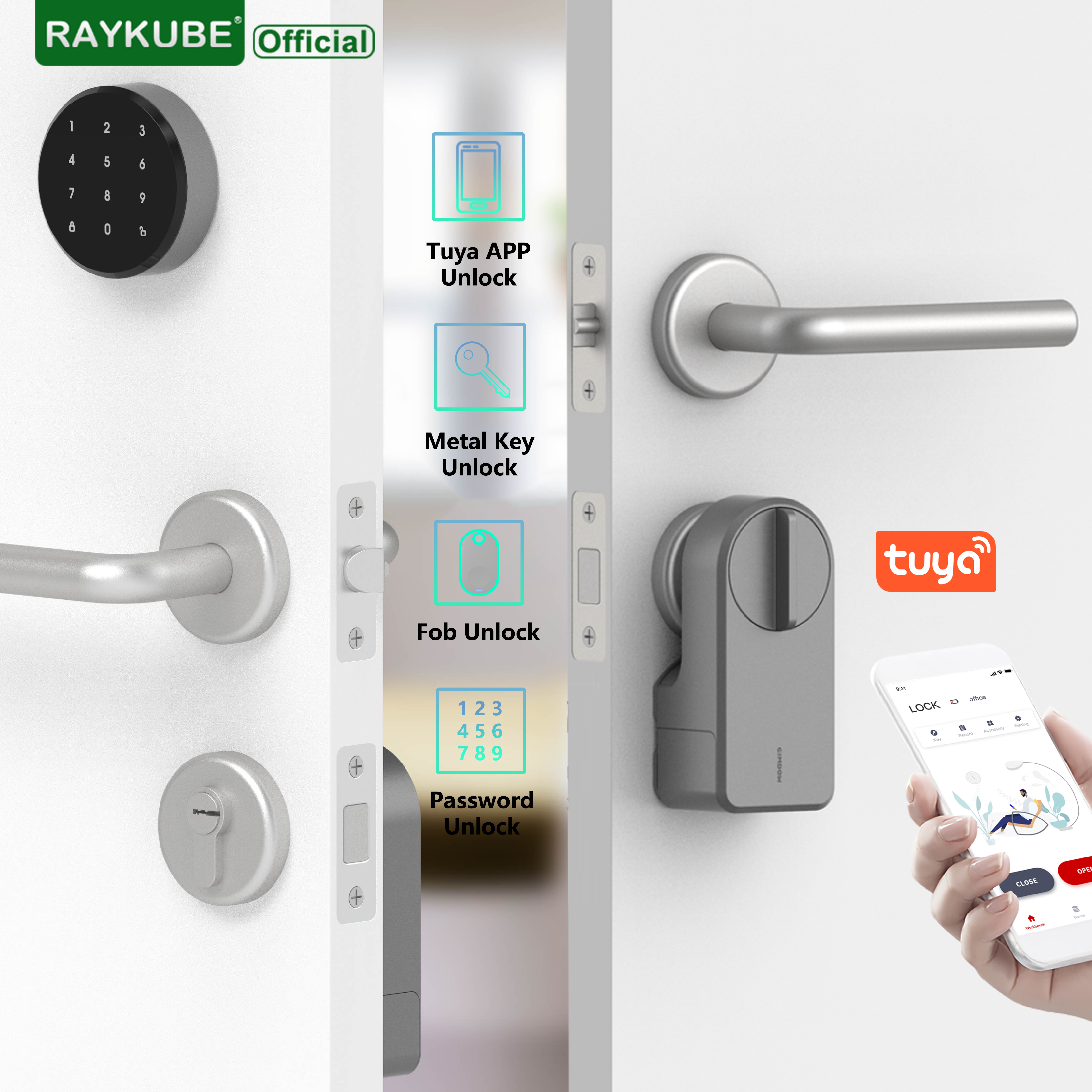 RAYKUBE A1 Pro Tuya BEL Smart  - đánh giá và giá Glass Door Hinge