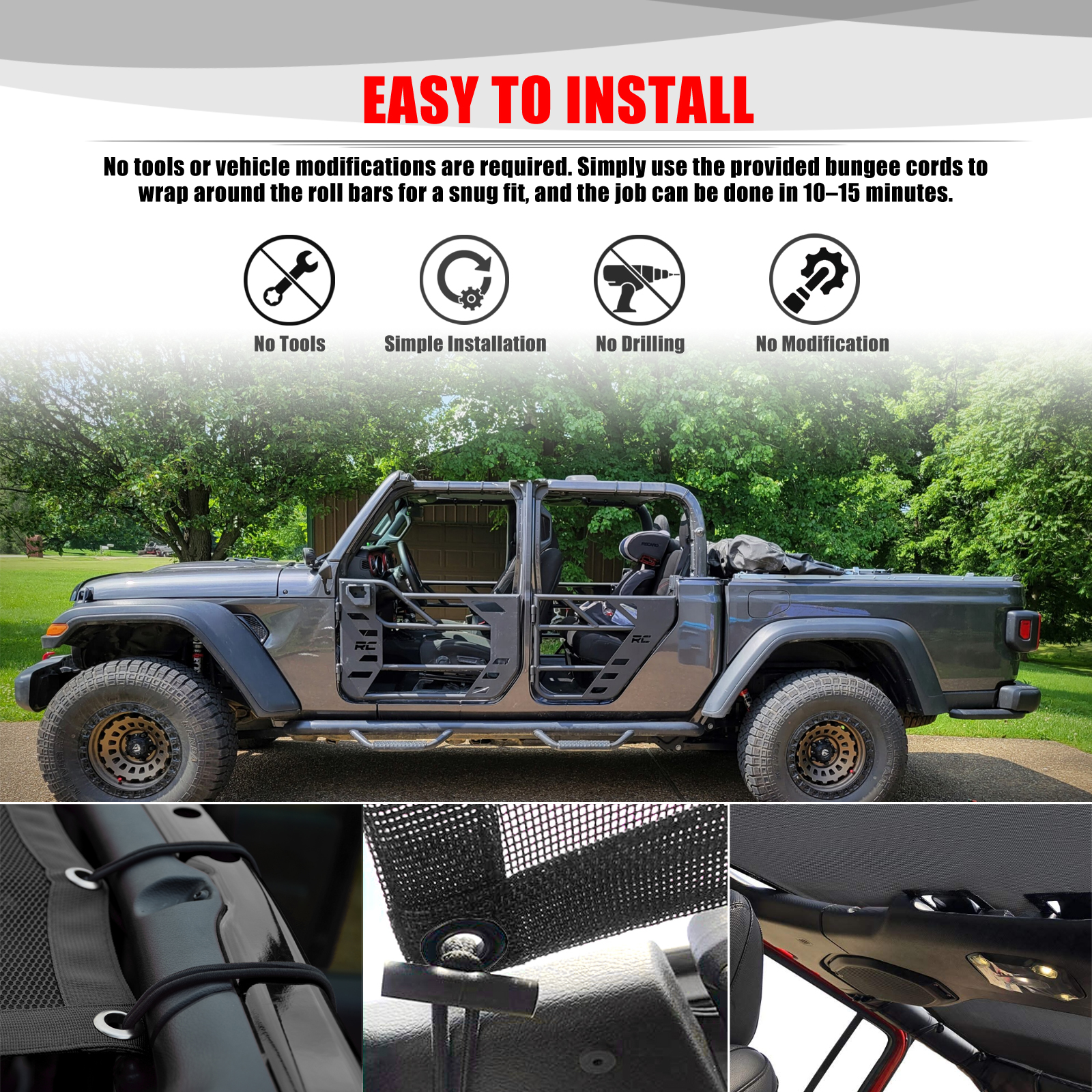 For Jeep Gladiator JT 4 Door A - đánh giá và giá Screen Top Mesh