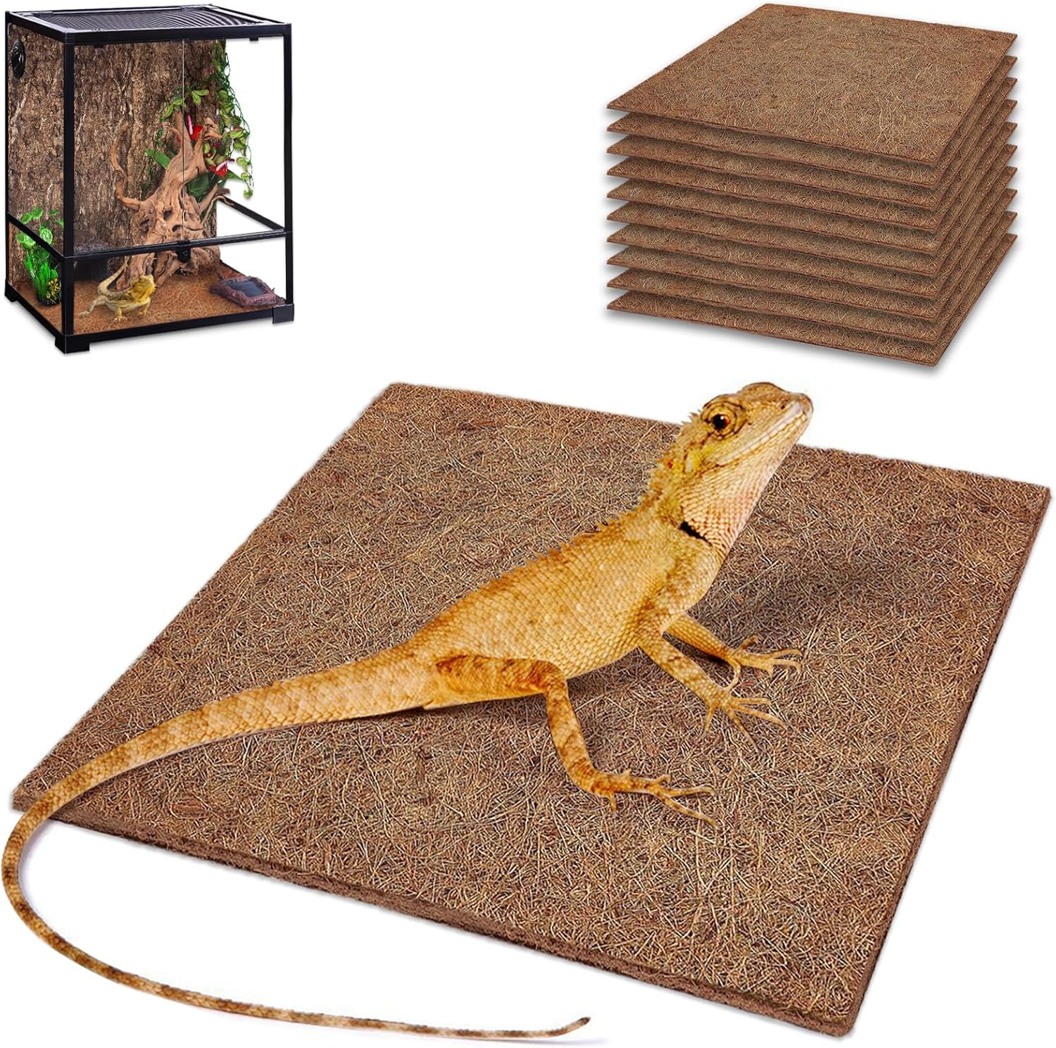 10 Pcs Reptile Carpet, 12x12 i - đánh giá và giá Substrate Coconut Fiber