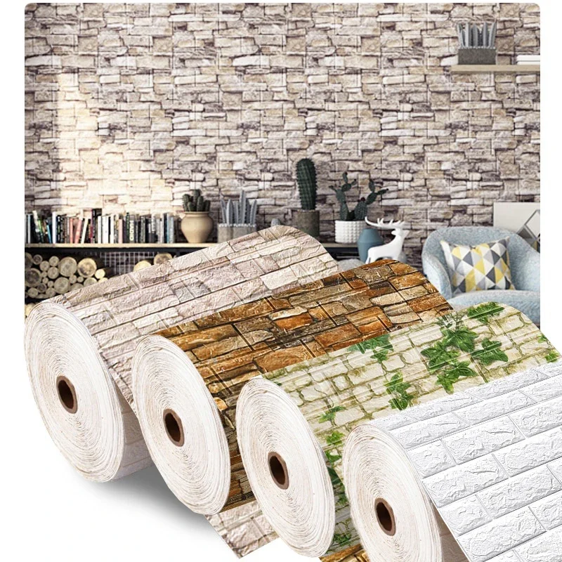 70cmx1/3/5/10M 3D Foam Brick W - đánh giá và giá Pvc Panel Background