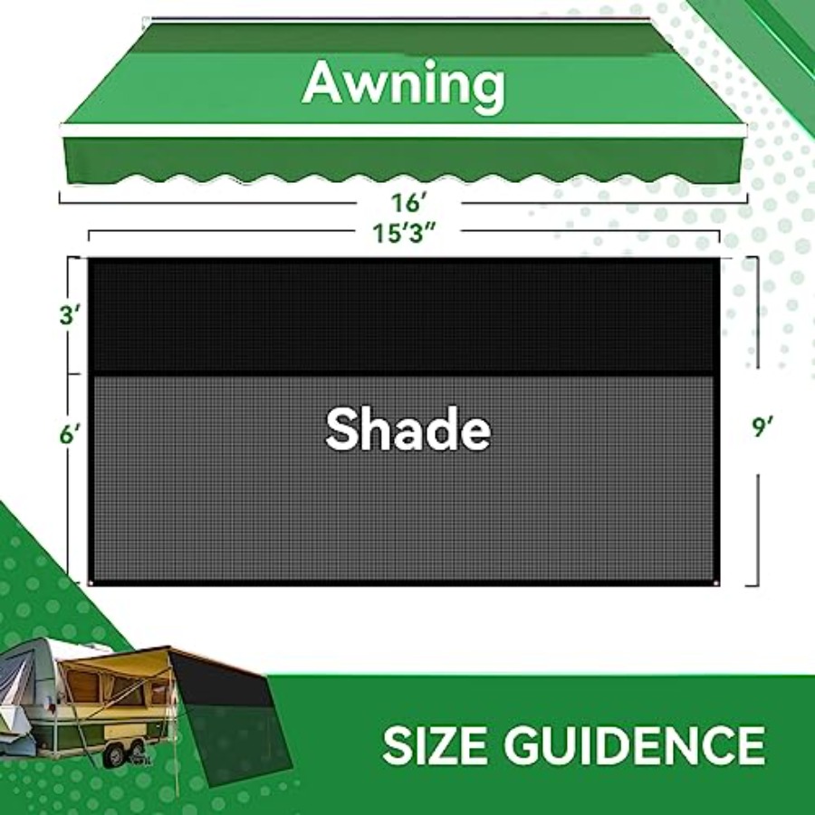 RV Awning Shade Screen 9' x 15 - đánh giá và giá Screen Top Mesh