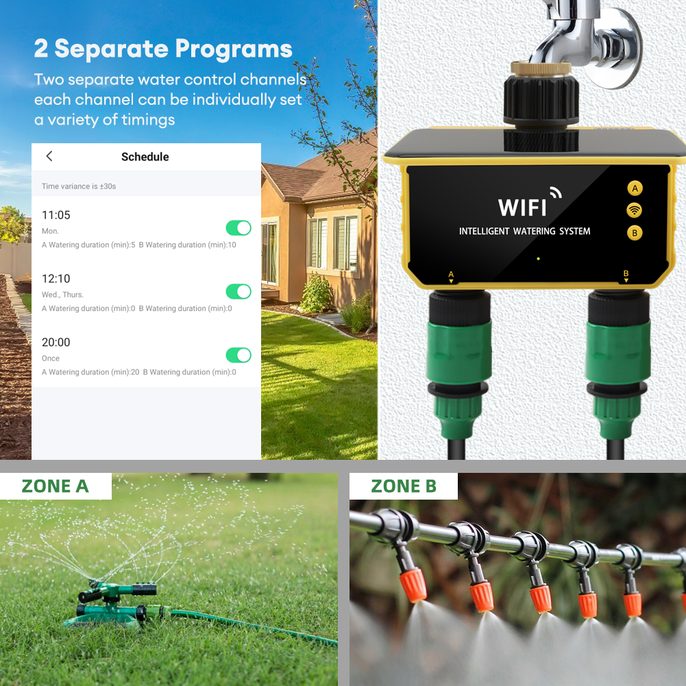 WiFi Solar Timer Dual Water Va - đánh giá và giá Timer Dual Outlet